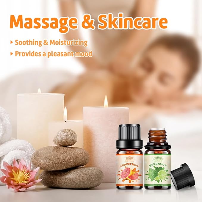 Citrus Essential Oils Set, Fruit Fragrance Oil for Diffusers,Scented Oil for Candle & Soap Making, Bitter Orange, Bergamot, Lemon, Grapefruit, Lime, Blood Orange, Aromatherapy Gifts