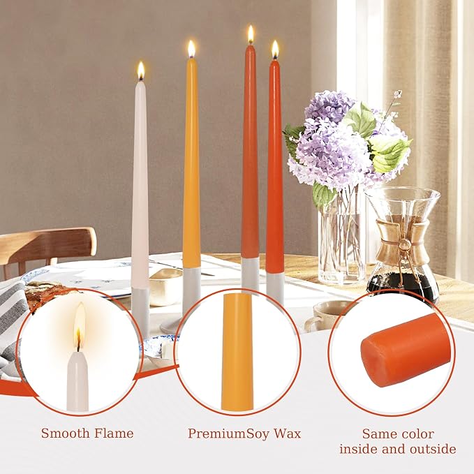 Candlesticks Long Taper Candle,Orange Scented 10 Inches Gradient Orange Candle Sticks Smokeless Tapered Candles for Home Décor Holiday Gifts