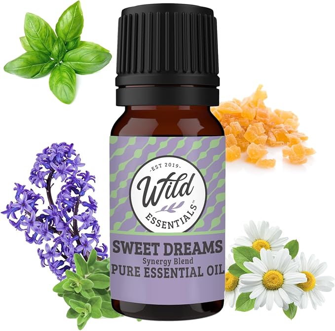 Wild Essentials Sweet Dreams 100% Pure Essential Oil Synergy Blend 10ml, Premium Grade, Use for Sleep, Rest, Relaxation, Nighttime, Made and Bottled in The USA