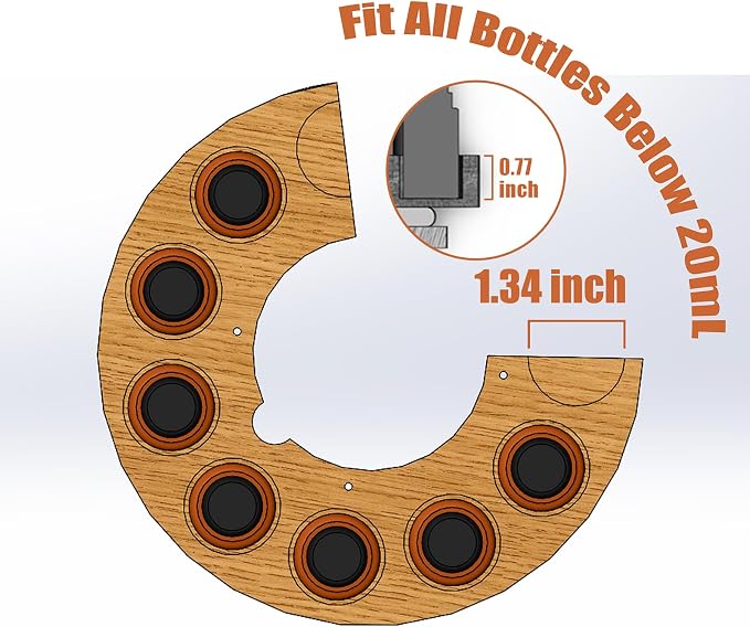 TJ.MOREE Bamboo Essential Oil Organizer 2-Tier Carousel Holder | Bamboo Material, Fits 5 ml to 30 ml Essential Oil Bottles, Suitable for Home and Office Spaces