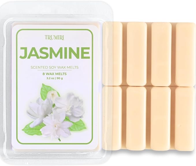 TRUMIRI Jasmine Scented Wax Melts - Made with Non Toxic Soy Wax and Essential Oils - Long Lasting Strong Scent Pet Safe Floral Candle Wax Cubes Tarts for Warmers