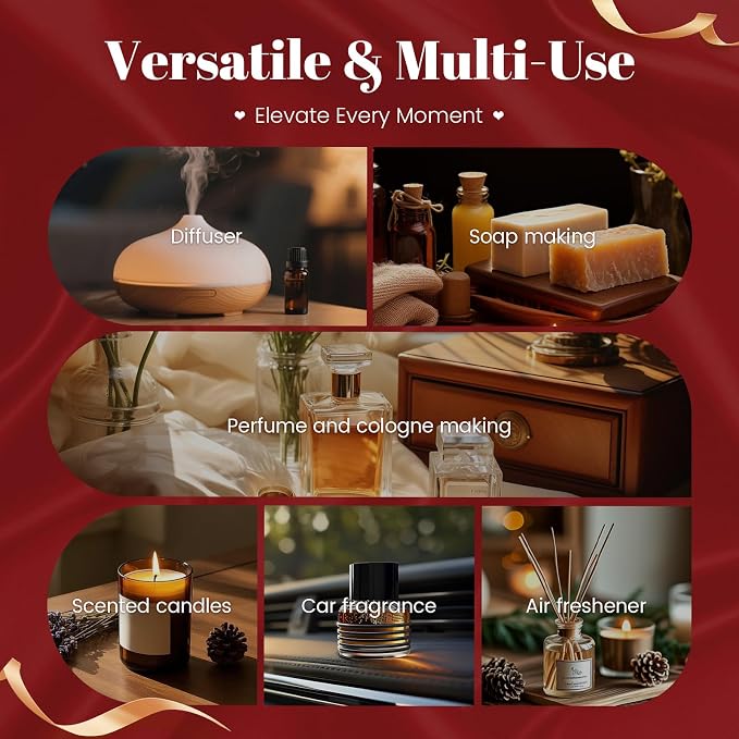 Date Night Fragrance Oils Set, Premium Essential Oils Set for Candle & Soap Making, Scented Oils for Perfume, Rose of Turkish, Romance Water, Valentines Day Gifts for Women