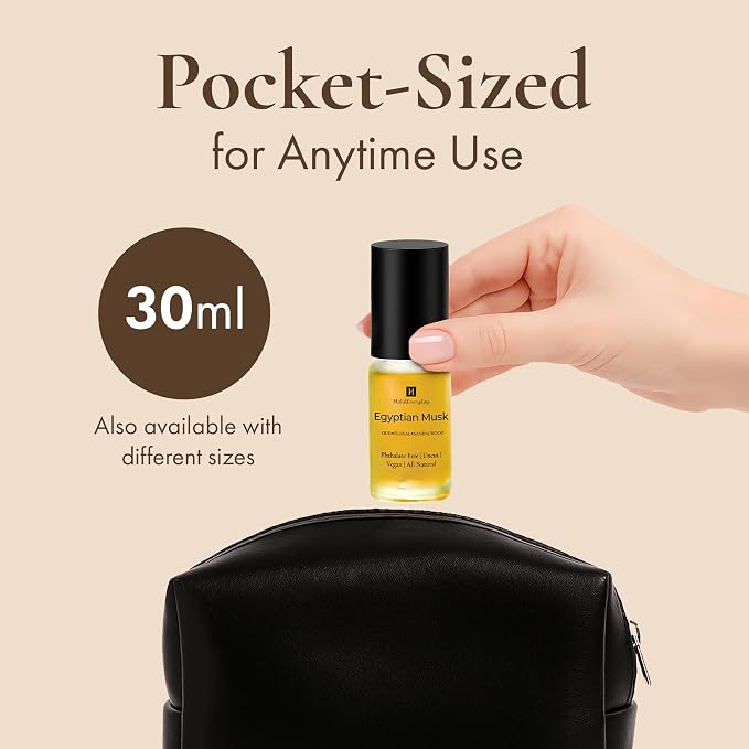 Egyptian Musk Body Oil – 1 oz Glass Roll-On Bottle | Alcohol-Free & DPG-Free Perfume Oil for Body, Hair & Skin by Halal Everyday