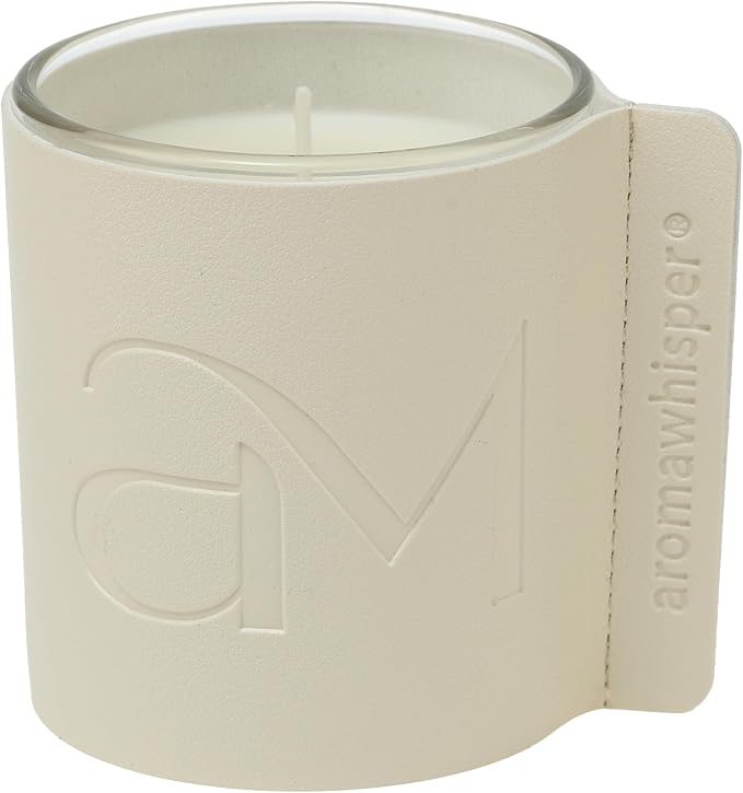 Warm Vanilla Scented Soy Wax Candle, 7 oz with Glass Jar, Vintage Leather Sleeve & Natural Wood Lid - Luxe Home Fragrance Gift