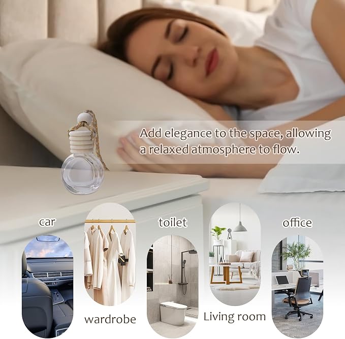 60Pcs Hanging Car Air Freshener Diffuser, 10ml Empty Glass Essential Pendant Bottles, Automotive Oil Aromatherapy Fragrance Perfume Containers