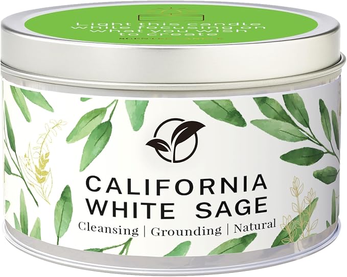 Sage Candles for Cleansing, Pure White Sage Candle 6 OZ- 35 Hour Burn Time, Aromatherapy Candle for Cleansing House Negative Energy Smudge Kit, Spiritual Meditation Housewarming Gifts