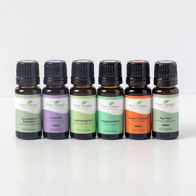 Plant Therapy Breathe Easy Essential Oil Set of 6 Bottles 10 mL (1/3 oz) Each, Lavender, Eucalyptus, Peppermint, Lemongrass, Orange Sweet, Tea Tree, 100% Pure, Aromatherapy