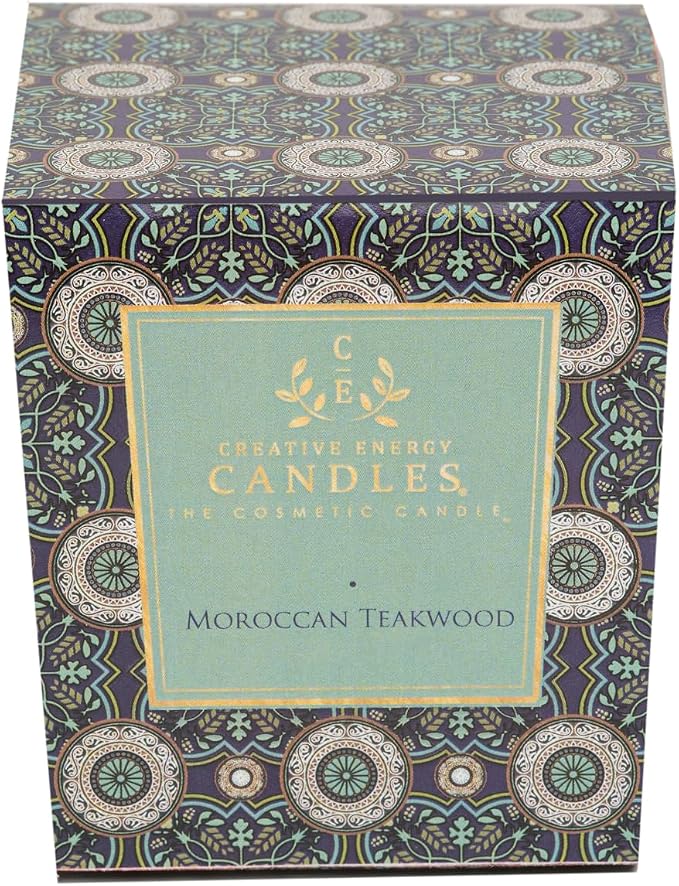 Lotion Candle - Moroccan Teakwood (6 Ounce) | Scented Massage Candles for Self Care, Soy Wax Candle with Essential Oil Blends, Coconut Oil, and Vitamin E