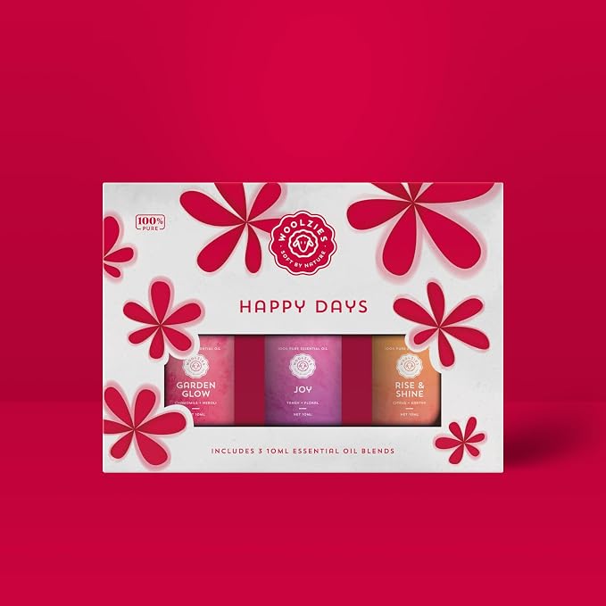 Happy Days Essential Oil Set of 3 | Therapeutic Grade Essential Oil Blends for Home, Office, Diffuser | Garden Glow, Joy, Rise & Shine - 10 ML