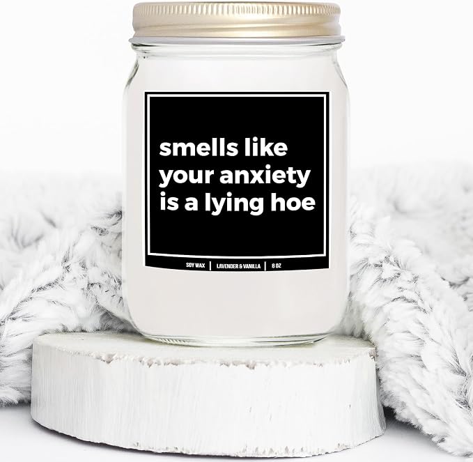 Smells Good Candles Anxiety Gifts, Mental Health Relax Candle 8oz, Calming Candles for Anxiety - Relaxing, Thoughtful Present, Uplifting Gifts for Someone with Anxiety (Lavender&VanillaA 4oz)