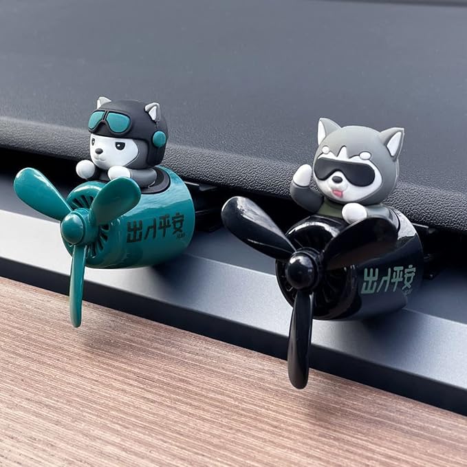Pilot Car Air Freshener, Cute Cat Car Vent Clip Air Freshener with 2 Fragrant Tablets Automotive Air Outlet Fan Diffuser, Automotive Interiors Vent Decoration (style B)