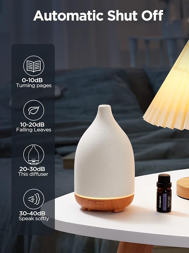 InnoGear 150ml Ceramic Diffuser for Essential Oils Handcrafted Aromatherapy Diffuser Oil Diffuser Ultrasonic Cool Mist Humidifier with 2 Mist Modes Waterless Auto Off for Room, Pack of 2