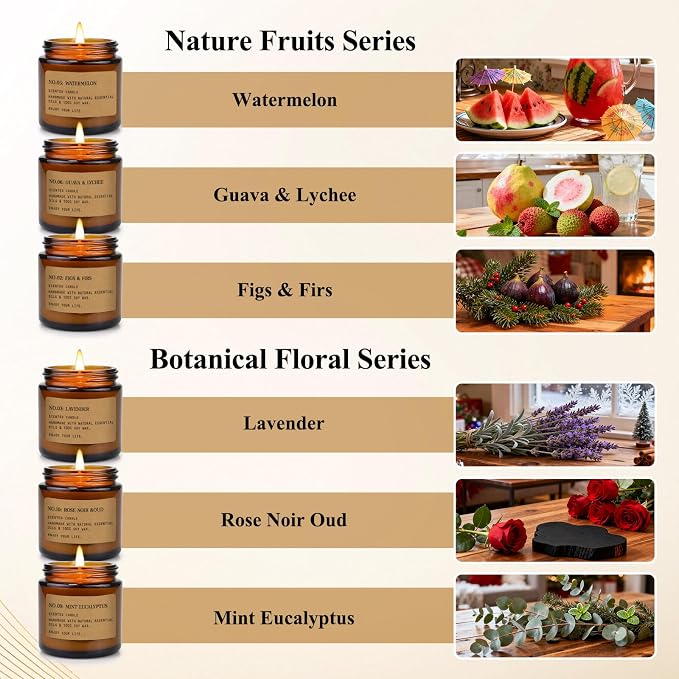 Scented Candles Gift Set,12 Pack Aromatherapy Candles for Home Scented, Aromatherapy Jar Candle Gifts for Women, Natural Soy Wax Amber Candle Set, Scented Candles Set for Birthday Present