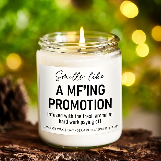 Younift Funny Scented Candles - Congratulations on Your Promotion, New Job Gifts for Women, Men - Job Decorations - 9 oz
