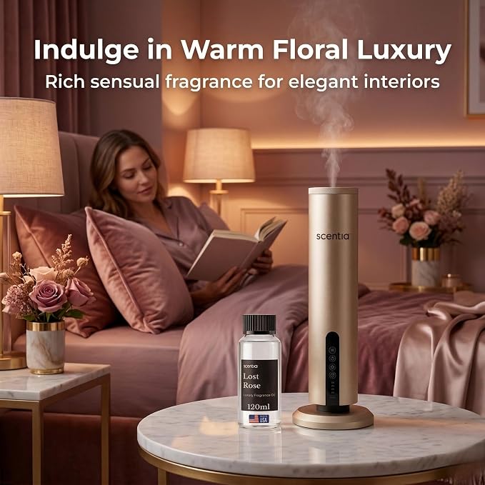 Scentia Lost Rose Diffuser Oil Refill – Hotel Fragrance Oil Inspired by Fairmont – 120 mL – Rose, Oud Wood & Clove Long-Lasting Scent for Ultrasonic & Waterless Diffusers, Made in USA