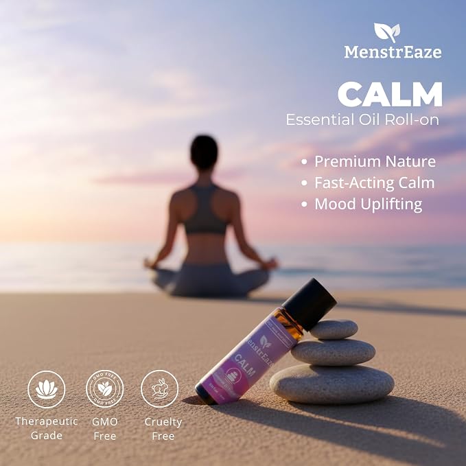 Natural Calm Essential Oil Roll On with Lavender, Neroli, Bergamot, & Rosehip Oil, Stocking Stuffer for Girls and Women, Stress Relief, Long Lasting Emotional Balance, Self Care Gifts for Women, 10ml