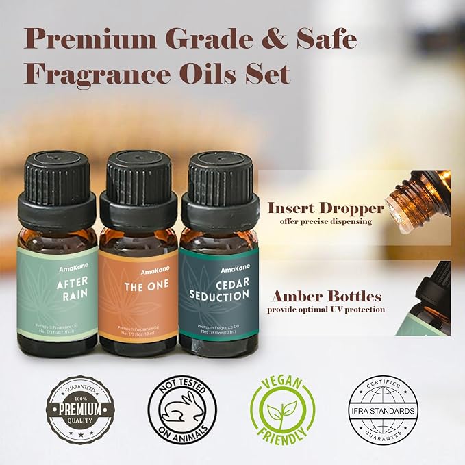 AmaKane Hotel Scent Diffuser Oil, Hotel Fragrance Oils, Essential Oils for Diffuser, Fragrance Oil for Candle Making, Soap Making, Aromatherapy Oils 6x10ml, White Tea& Thyme, More