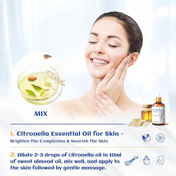 HIQILI 1 Fl Oz Citronella Essential Oil for Aromatherapy Diffuser for Home - 30ML