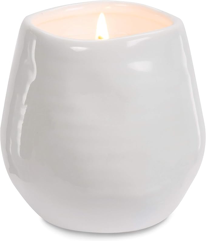 Pavilion Gift Company - 8 Oz Candle Holder - White Ceramic Candle Jar with 100% Soy Wax Candle Serenity Scent "Make a wish Happy 30th" Ideal Gift for Loved Ones - Printed Text, Love Theme & Oval Shape