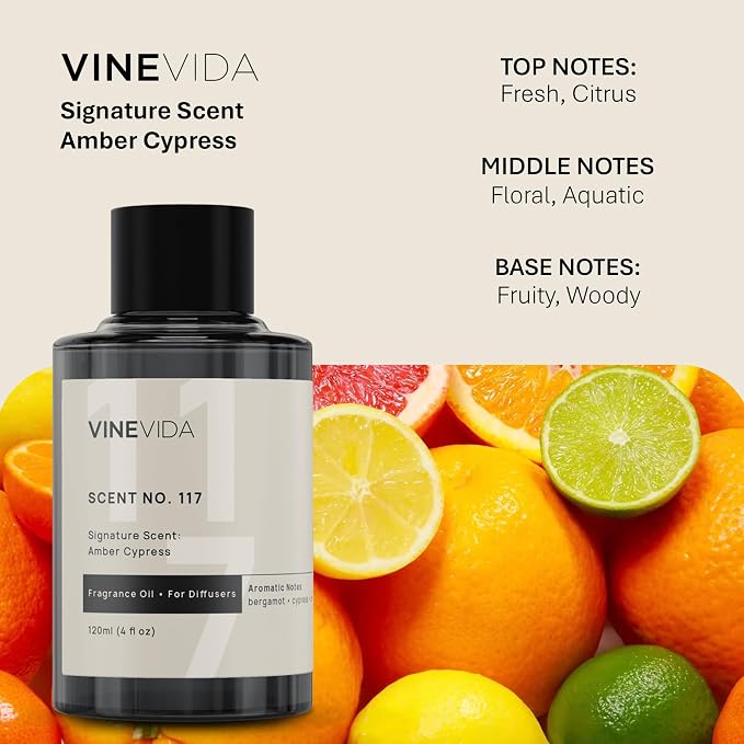 VINEVIDA [4 Oz] Inspired by: Amber Cypress; Diffuser Oil Refill | Premium Scent Diffuser Oil for Home | Non-Toxic Fragrance
