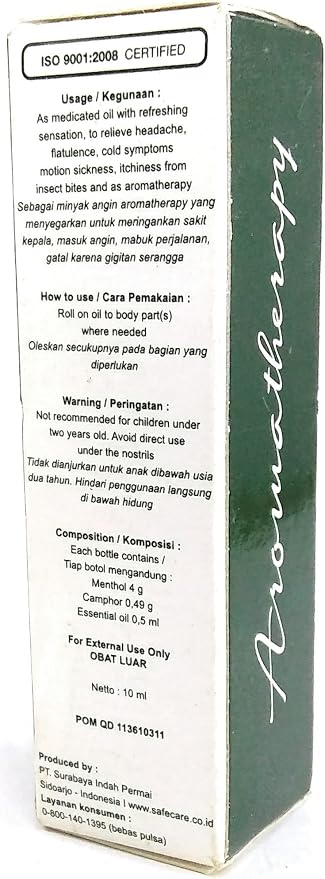 Safe&Care Safe Care Roll on Refreshing Oil Aromatherapy, 10 Ml (Pack of 3)