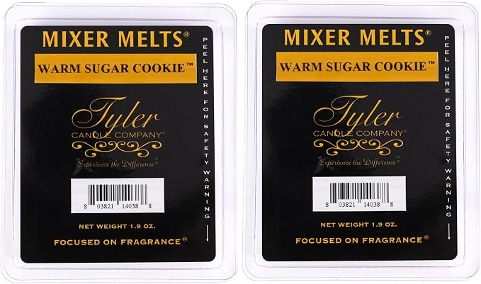 Tyler Candle Company Warm Sugar Cookie 1.9 Ounce Scented Mixer Wax Melt Cubes for Tart Burner, Pack of 2