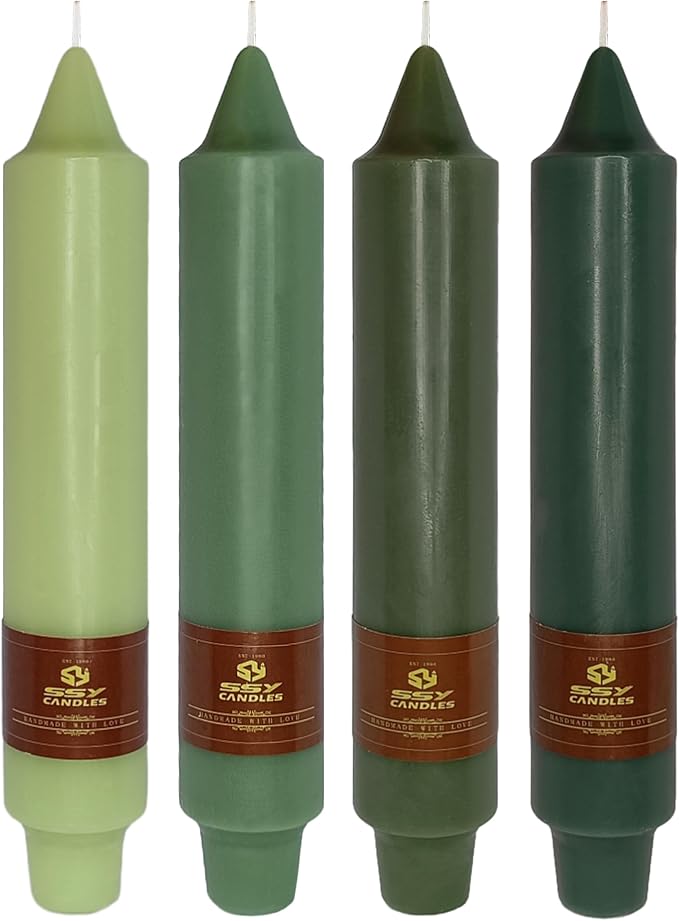 Gradient Green Taper Candles Stick 7 inch High Tapered Candle - Set of 4 Short Candlesticks Unscented Tapered Candlesticks for Home Decoration Holiday Wedding Party