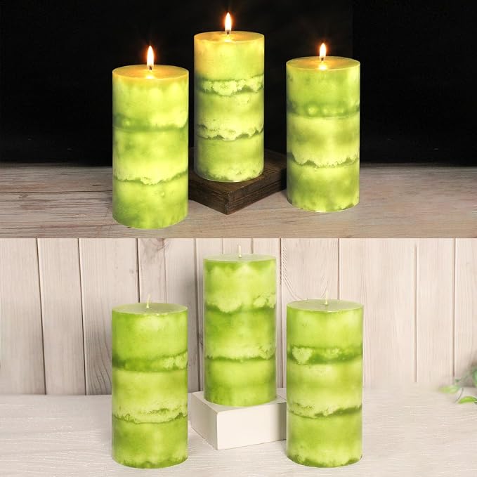 Sage Scented Candles - 3x6 Inch Green Pillar Candles Hand-Poured Long Lasting Burn Time Dripless Large Aromatherapy Candles for Home Scented Cleansing House Bathroom Relaxation Spa Church