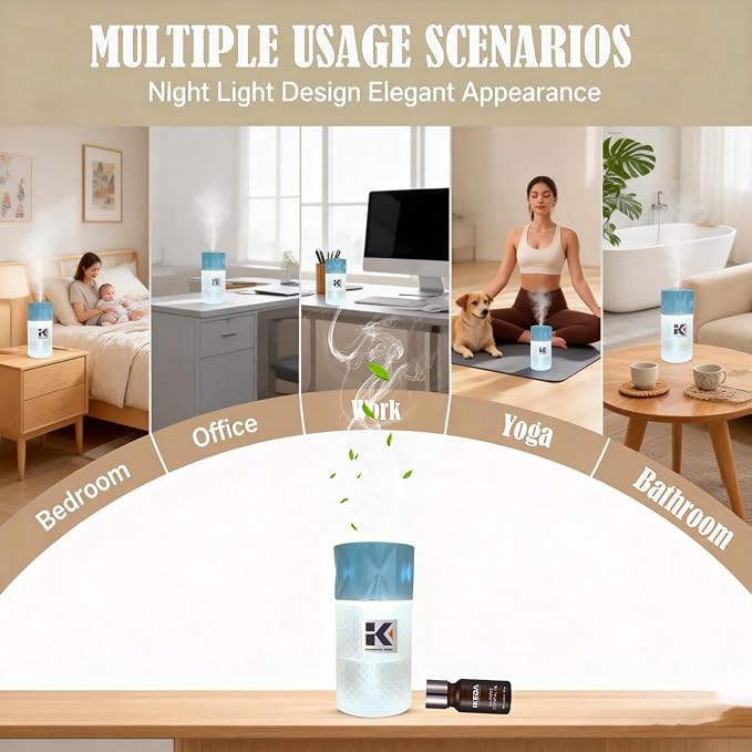 Essential Oil Diffuser, 35 Million Negative Ions Fresh Air, Glass Oil Diffuser with Warm Night Light, Auto Shut-Off, 250ml Ultrasonic Cool Mist Humidifier for Home,Car,Spa,Yoga (Blue, Lavender)