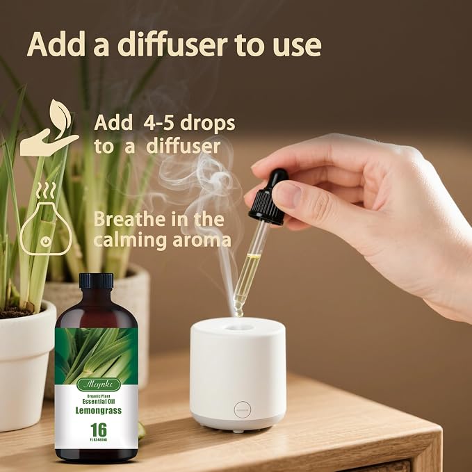 Lemongrass Essential Oil - Lemongrass Fragrance Oil for Cleaning, Diffuser, Humidifier, DIY Soap, Candle, Massage, Home, Pest Repellent, Gift Ready – MLYNKL (16.33 fl oz / 490ml)