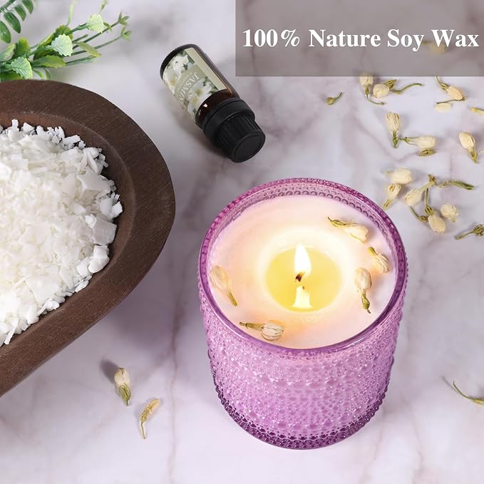 DARJEN Candle Making Kits for Beginners, DIY Starter Scented Candles Making Kit - 2 Glass Jars(Purple, Amber), Soy Wax, Scented, Card & More, Full Soy Candle Making Supplies Set Perfect Gifts