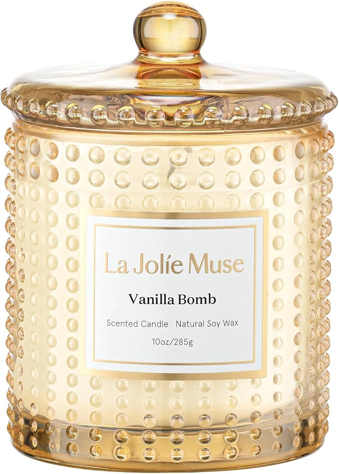 LA JOLIE MUSE Vanilla Zest Scented Candles for Home, Natural Soy, 55 Hrs | Luxury Jar Candle, Clean Non Toxic, Gifts for Women & Men, Decorative Gourmand Candle, Pretty Candle, Lemon Coconut Bergamot