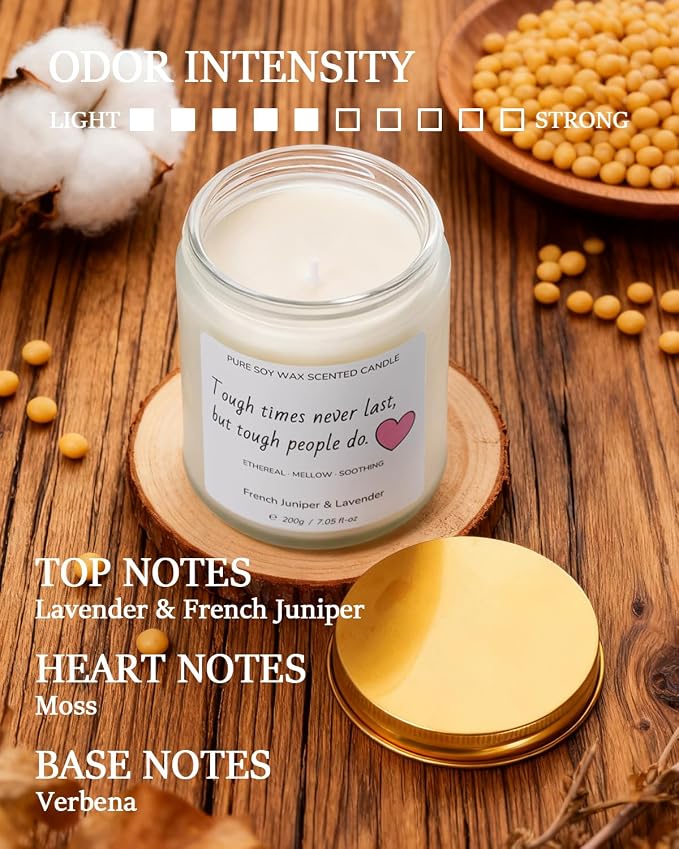 Scented Candle for Home, 7.05 oz 40Hour Burn Time, Long Lasting Soy Jar Candle, Gifts for Christmas, Halloween, Inspirational Gifts for Men Women, French Juniper&Lavender, Aromatherapy