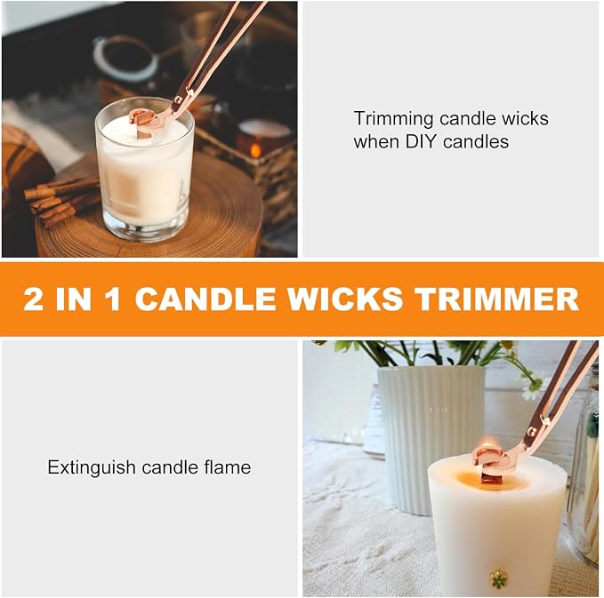 Wood Wicks for Candles Making with Case, Wooden Wicks for Candlemaking 5.1 X 0.5 Inch Smokeless Long Lasting Flame Natural Wood Candle Wick with Candle Wick Trimmer, Metal Base for DIY Candle(50 Sets)