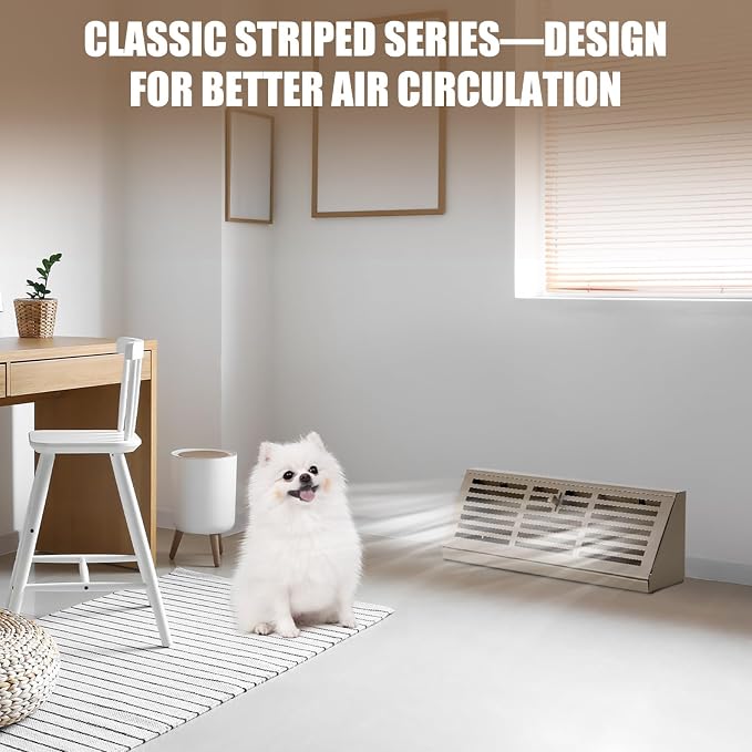 Yaocom 2 Pcs 18 Inch Baseboard Register Duct Opening Size Vent Covers for Home Floor Diffuser Wall Corner Baseboard Air Covers Floor Diffuser Including Screws Easy Installation(Brown,Stripes)