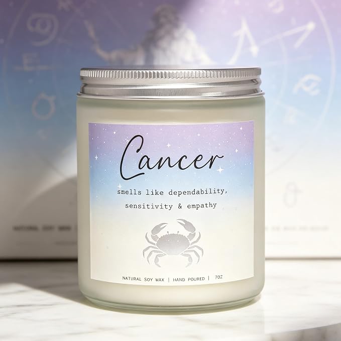 Cancer Candle, Cancer Gifts for Women, Thoughtful Get Well & Sympathy Gifts, Perfect Presents for Birthday - Lavender & Eucalyptus Soy Wax Scented Candle, 7OZ