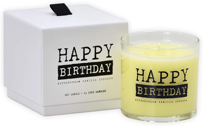 Lulu Candles | Happy Birthday Crumb Cake | Luxury Scented Soy Jar Candle | Hand Poured in The USA | Highly Scented & Long Lasting- 6 Oz. Gift Box