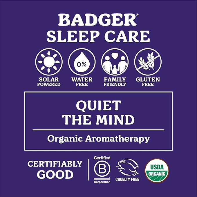Badger Sleep Balm, Organic Essential Oil Aromatherapy Natural Sleep Balm for Adults & Kids, Relaxing & Calming Lavender & Bergamot Anxiety & Natural Sleep Support, 2 oz Tin, 2 Pack