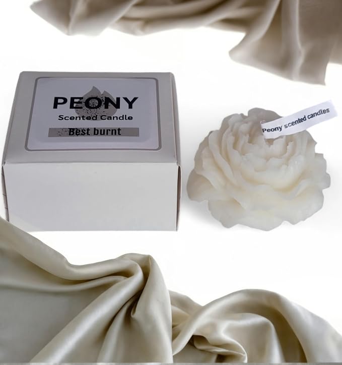 Peony Flower Shaped Candle with Scent, Soy Wax Blend Aromatherapy Candle, Gift Candle, Gifts for Women, Candles for spa, Yoga, Stress Relief, Meditation, Wedding, Home Decor, Relaxation (White)