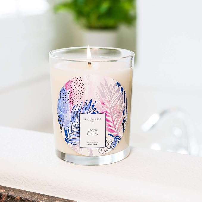 Baubles Java Plum Scented Premium Candle and Jewelry with Surprise Ring Inside | 18 oz Large Candle | Made in USA | Parrafin Free | Size 09