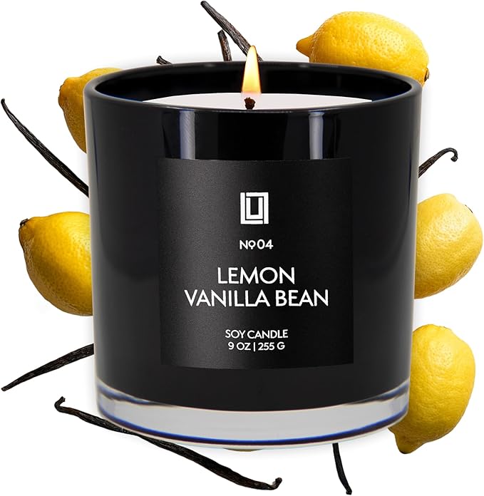 Lulu Candles | Lemon & Vanilla Bean | Luxury Scented Soy Jar Candle | Hand Poured in The USA | Highly Scented & Long Lasting (9 Oz.)