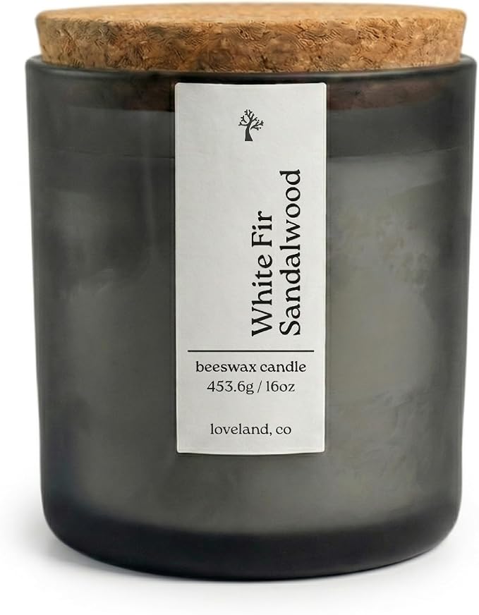 Aspen & Oak Luxury Beeswax Candle 16oz - Long Burning Pure Beeswax Candles, Non Toxic, Natural, Clean, Essential Oil Scented Organic Candles, Home Decor & Gifts - White Fir Sandalwood