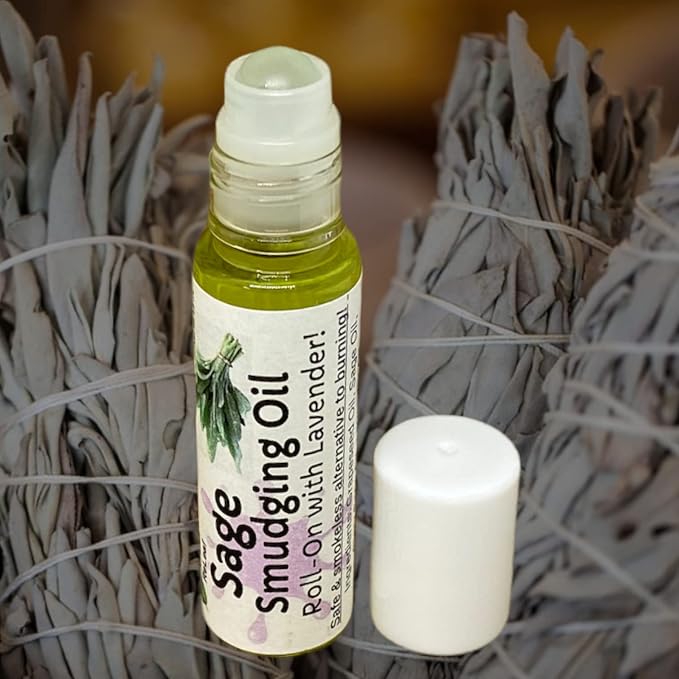Urban ReLeaf Sage Smudging Oil Roll-On with Lavender, 13 ml | Cleansing & Energy Clearing, Anointing & Blessing, Smokeless Alternative, 100% Natural & Vegan, Made Fresh in USA