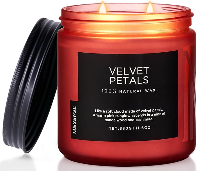 M&SENSE Sandalwood Rose Scented Candles for Home, 70 Hour Long Lasting 11.6oz Organic Natural Soy Wax Luxury Floral Classic Candle Gifts for Mother's Day