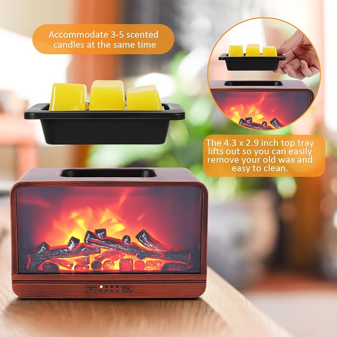 Wax Melt Warmer, Dynamic Flame Fireplace Wax Warmer Wax Melter for Scented Wax with Timer, Scentsy Wax Warmer Fragrance Oil Burner Wax Burner for Home Decor for Mama