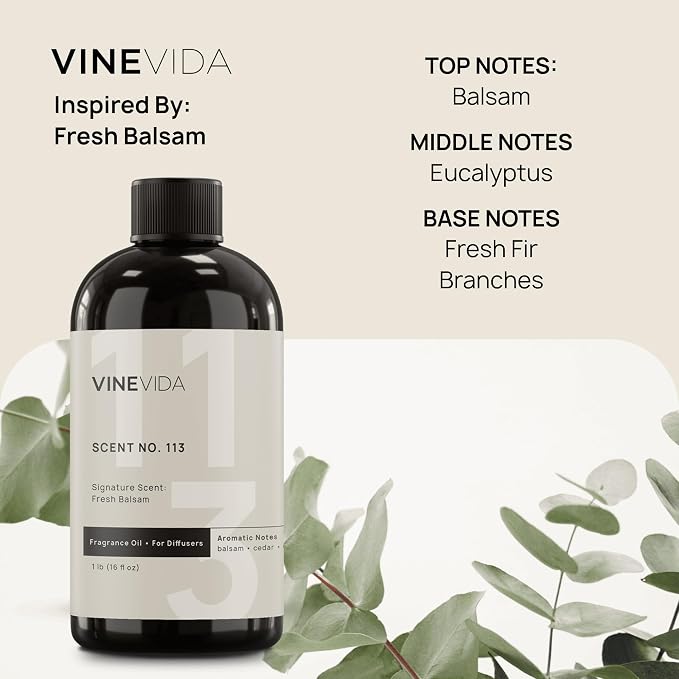 VINEVIDA [16 Oz] Inspired by: Fresh Balsam; Diffuser Oil Refill | Premium Scent Diffuser Oil for Home | Non-Toxic Fragrance
