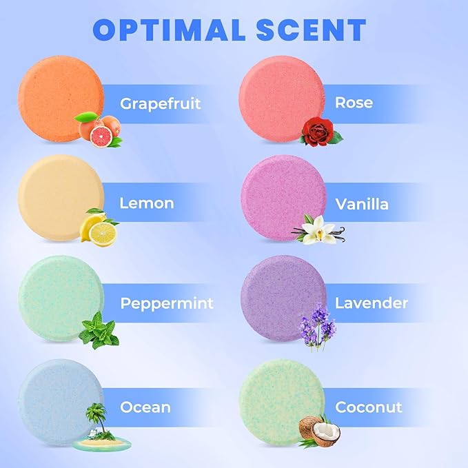 Shower Steamers 8 Pack Set Shower Bombs Tablets in Blue Box with 8 Fragrances with Shea Butter for Self-Care & Relaxation, Idea for Mothers Day Women and Men