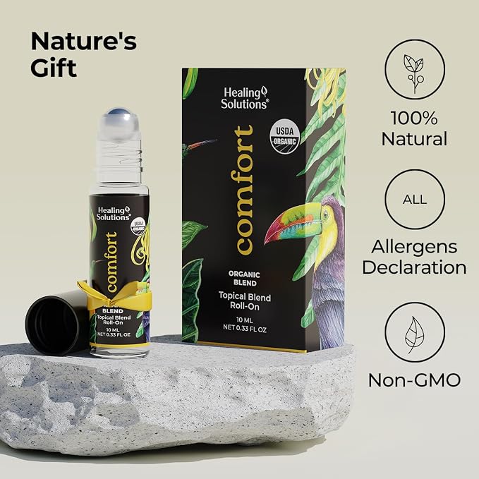 Healing Solutions (2 Pack) Comfort Essential Oil Roll-On, Perfume - Stress Ease Essential Oil Roller - Self Care Organic USDA Certified Present for Women - Roll On Perfume