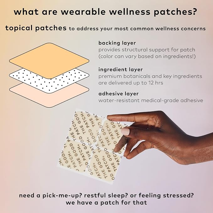 The Good Patch Be Calm Patch with Hemp, Supports Relaxation, Natural Patch with Hemp Extract, Ashwagandha Root, Passionflower, Plant Powered Wearable Wellness, Sustained Release (8 Total Patches)