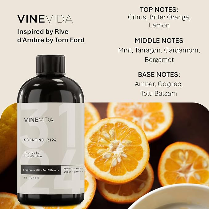 VINEVIDA [16 Oz] Inspired by: Rive d'Ambre; Diffuser Oil Refill | Premium Scent Diffuser Oil for Home | Non-Toxic Fragrance
